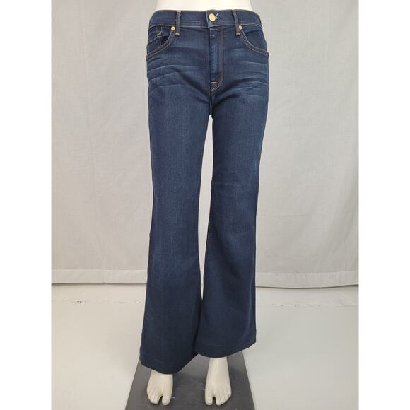 7 for All Mankind Ginger Dark Blue Jeans Flare Wide Leg Sz 29 - Picture 1 of 9